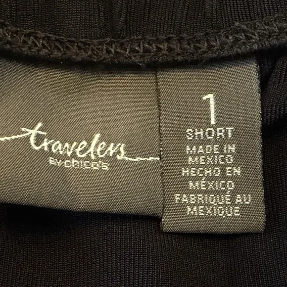 Chico's Travelers Pull On Pants Womens Sz 1 Short Black Elastic Waist Loose Fit - Picture 6 of 8